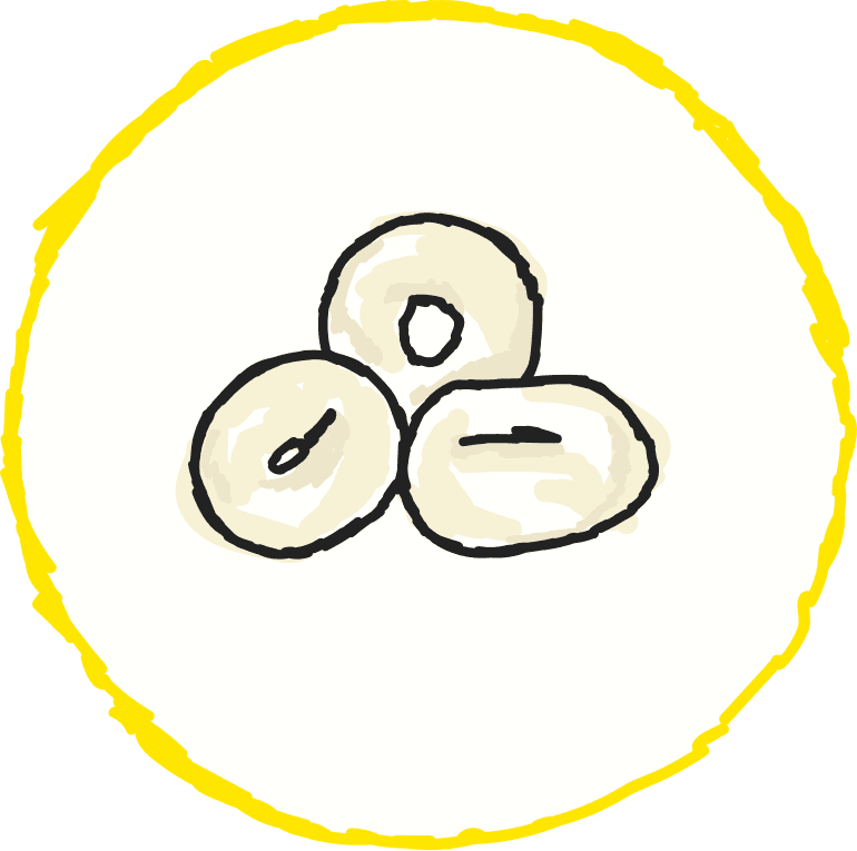 An illustration of 3 cheerios inside a yellow circle.