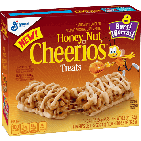 Honey nut cheerios treat bars, front of package