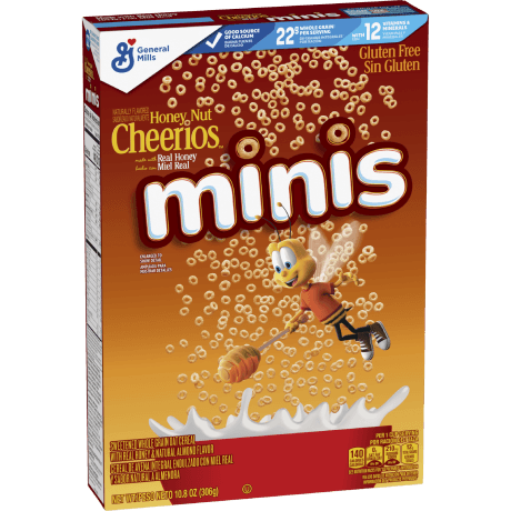 Honey nut cheerios minis cereal, front of the package